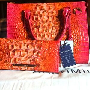 Brahmin Anywhere Convertible in Exclusive Sunset Animal Ombre w/matching Ady NWT